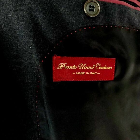 Pronto Uomo Super 120s Wool 2 Button‎ Blazer 44L Gray Italy Sport Coat - Picture 8 of 12